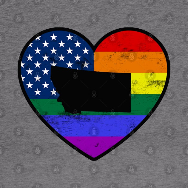 Montana United States Gay Pride Flag Heart by TextTees